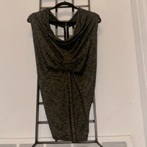 Charlotte Russe medium brown black open in the back with a zipper, flows layers